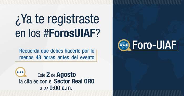 UIAF realizará foro virtual con sector real oro